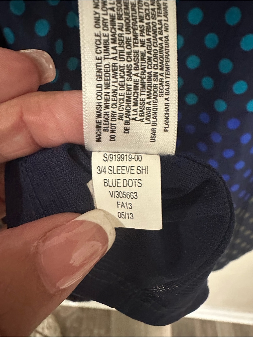 Old Navy Blue Polka Dot Ombre Shift Dress Size M 3/4 Sleeve Retro Mod - Picture 8 of 11